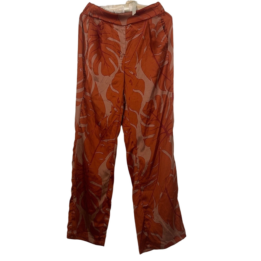 Rachel Zoe Satin Corset Top Wide Leg Pants Set NWT S Burnt Orange - Picture 7 of 12